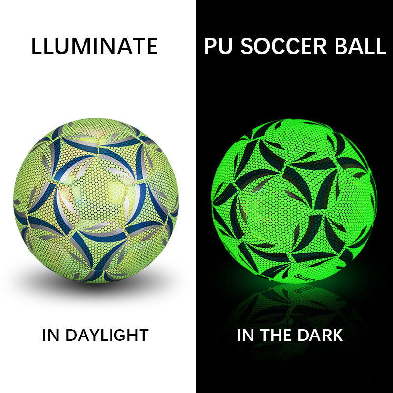 Professional Luminous Glow Football - PU Surface Training Ball (Size 4/5, 1-3 Hour Glow Duration)