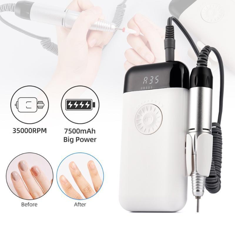 Professional Electric Nail Drill - 35000RPM Rechargeable | 12W 7500mAh 390g ABS