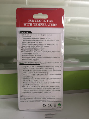 USB-klocka Temperaturord Fläkt LED-ljusfläkt Minifläkt USB-klocka Temperaturfläkt