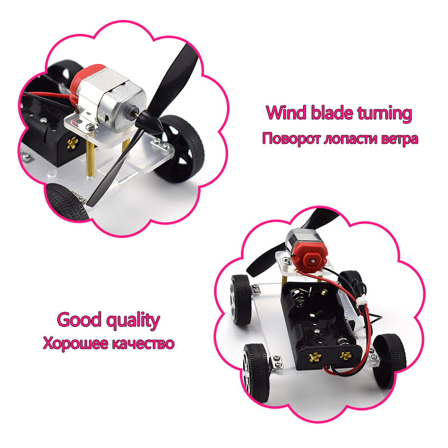 Wind Car Diy Electronic Kit Vetenskapsleksaker Pedagogiska leksaker för barn Experiment Creative Invention Leksaker