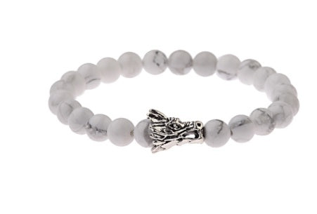 Kina Stil Mönster Cylindriska Tillbehör Legering Bly Färg Vulkansten Vit Pine Stone Armband