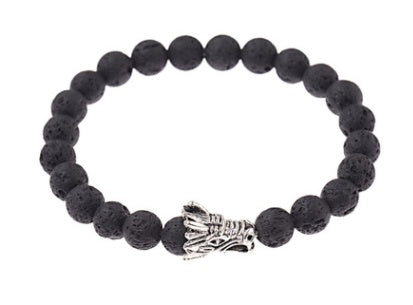 Kina Stil Mönster Cylindriska Tillbehör Legering Bly Färg Vulkansten Vit Pine Stone Armband