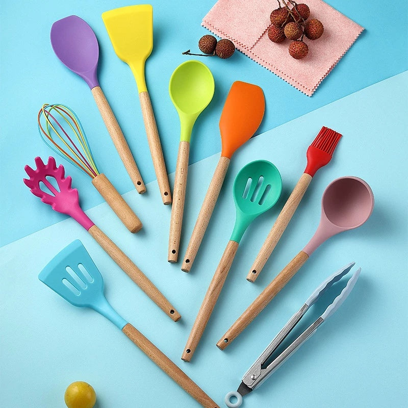 Silicone Kitchen Equipment Cooking Tools Set Heat Resistant Non-Stick Cooking Utensils Baking Tools