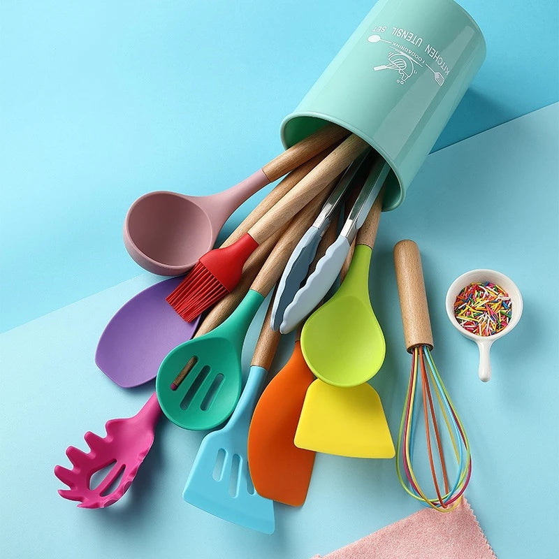 Silicone Kitchen Equipment Cooking Tools Set Heat Resistant Non-Stick Cooking Utensils Baking Tools