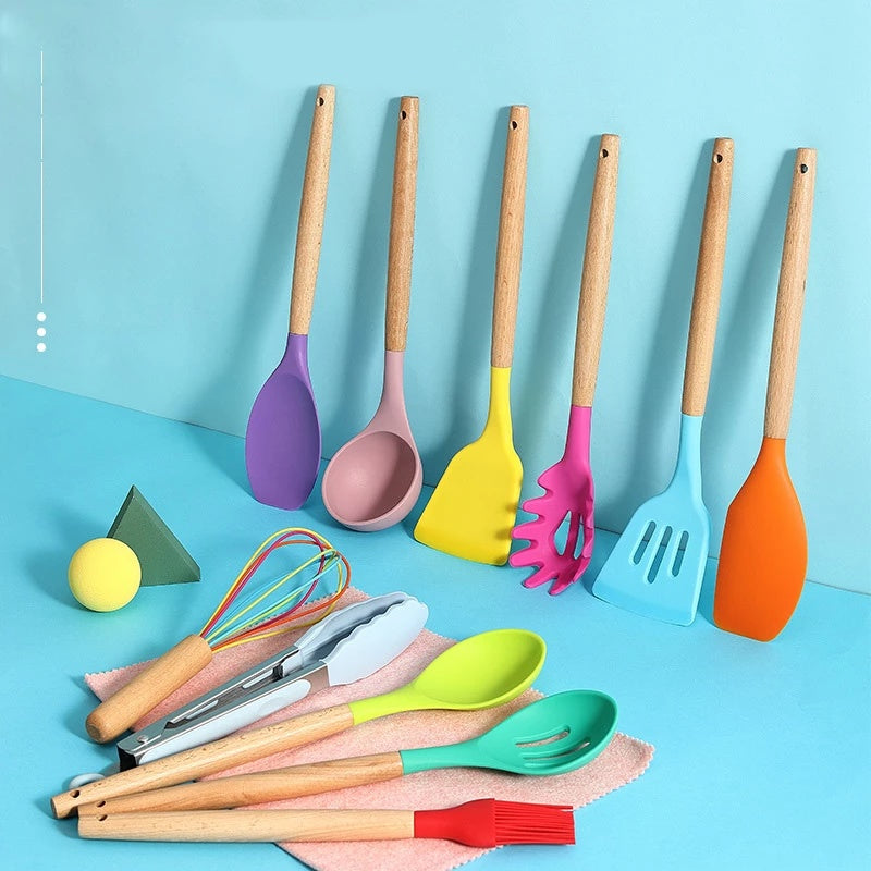 Silicone Kitchen Equipment Cooking Tools Set Heat Resistant Non-Stick Cooking Utensils Baking Tools