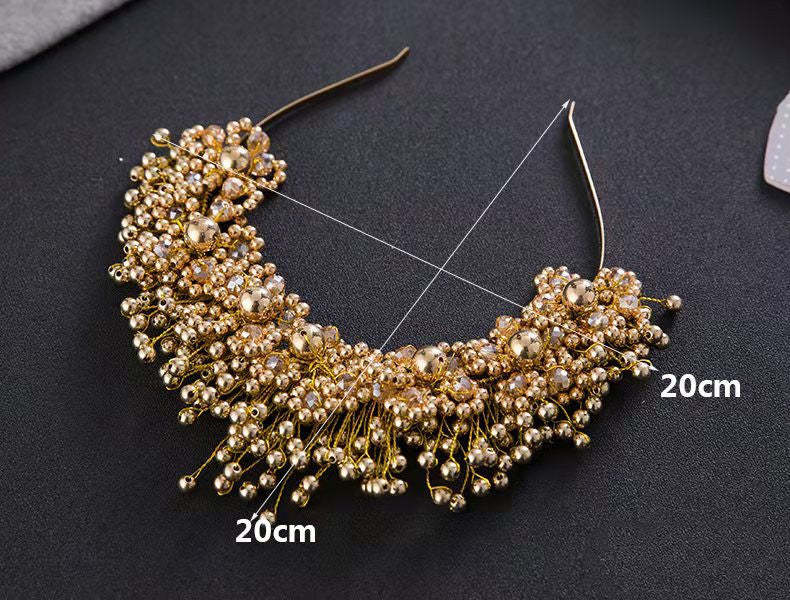 Koreanska brudhåraccessoarer, pärlpannband, hårband, huvudblommor, bröllopstillbehör, blommor, bröllopstillbehör