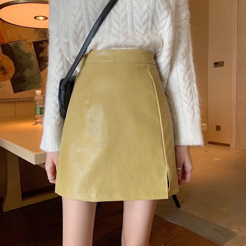 Mode chaude femmes jupes en cuir brillant femme solide moulante crayon courte Mini jupe femme fermeture éclair taille haute jupe