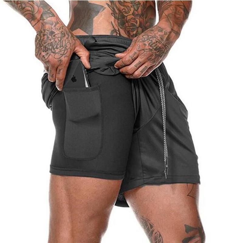 Short de course 2 en 1 pour hommes, Double pont, séchage rapide, Short de Sport, Fitness, Jogging, entraînement, pantalon court