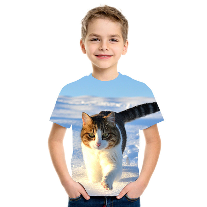 3D Digital Printing Kortärmad Mode T-shirt för barn