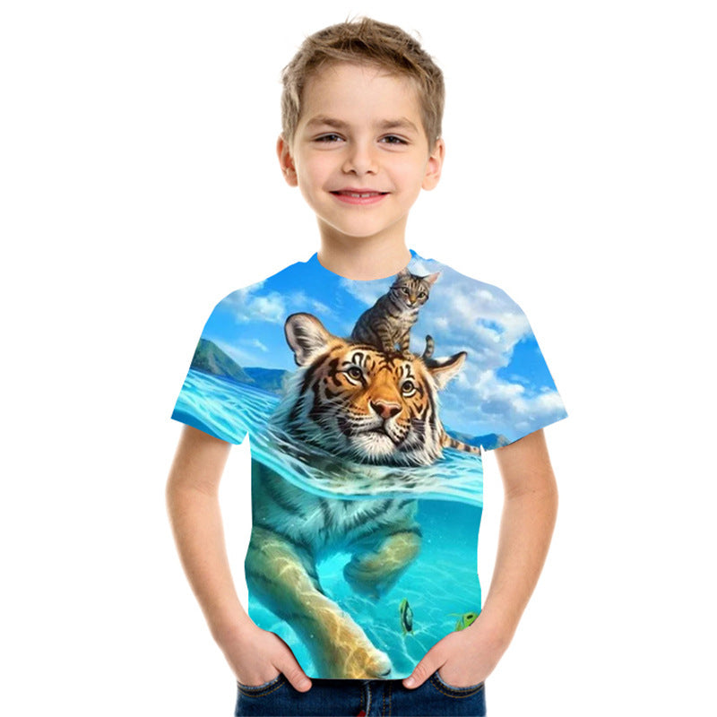 3D Digital Printing Kortärmad Mode T-shirt för barn