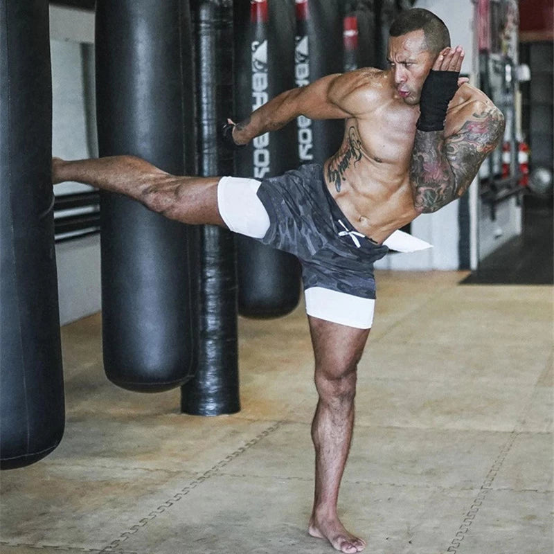 Short de course 2 en 1 pour hommes, Double pont, séchage rapide, Short de Sport, Fitness, Jogging, entraînement, pantalon court