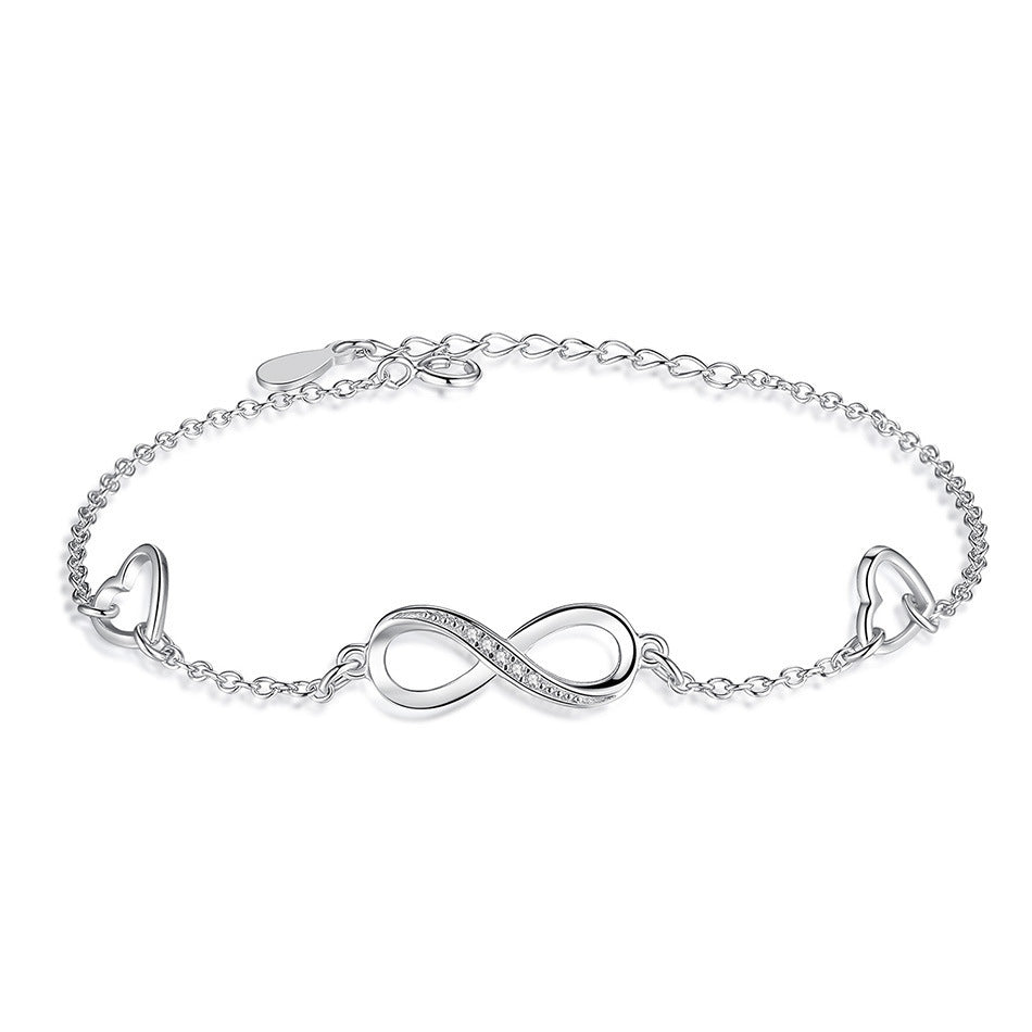 Infinite Love 925 Sterling Silver Armband För Kvinnor Justerbara Bröllop Armband & Armband Jubileumspresentjuvel