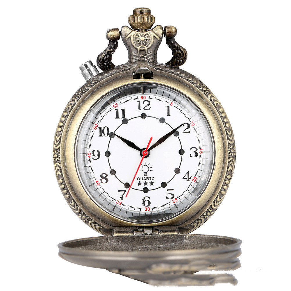 Retro Pocket Watch Locomotive LED Light Literal Creative Quartz Pocket Watch - Nostalgic Modern Striking Visual Reliable