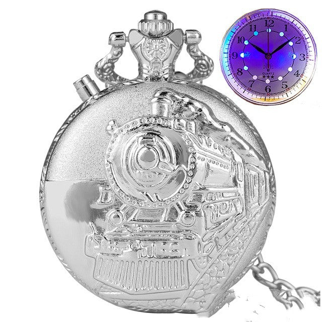 Retro Pocket Watch Locomotive LED Light Literal Creative Quartz Pocket Watch - Nostalgic Modern Striking Visual Reliable
