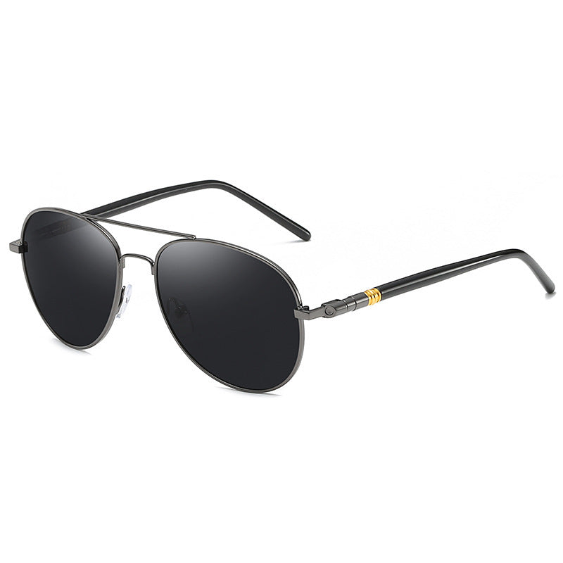 Lunettes de soleil polarisées Lunettes de soleil en métal pour hommes Lunettes de soleil à film couleur