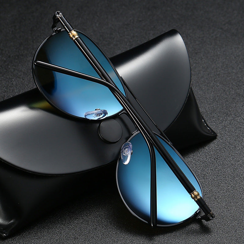 Lunettes de soleil polarisées Lunettes de soleil en métal pour hommes Lunettes de soleil à film couleur