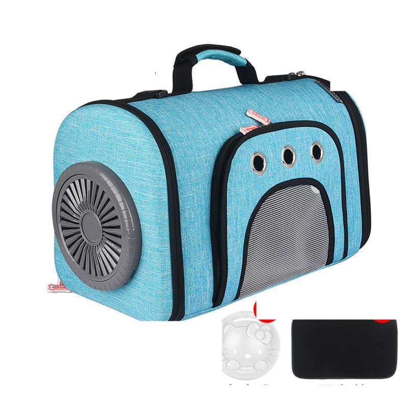 Pet Carrier Bag with Fan - Ventilated Space Cat Bag with Side Mesh