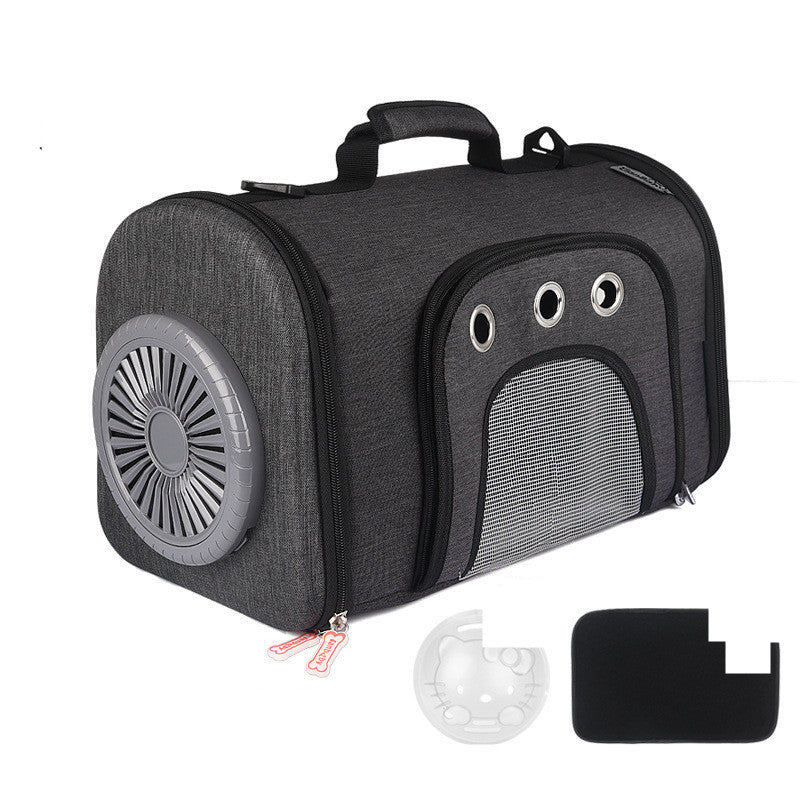 Pet Carrier Bag with Fan - Ventilated Space Cat Bag with Side Mesh