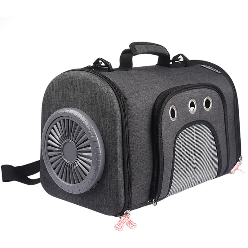 Pet Carrier Bag with Fan - Ventilated Space Cat Bag with Side Mesh
