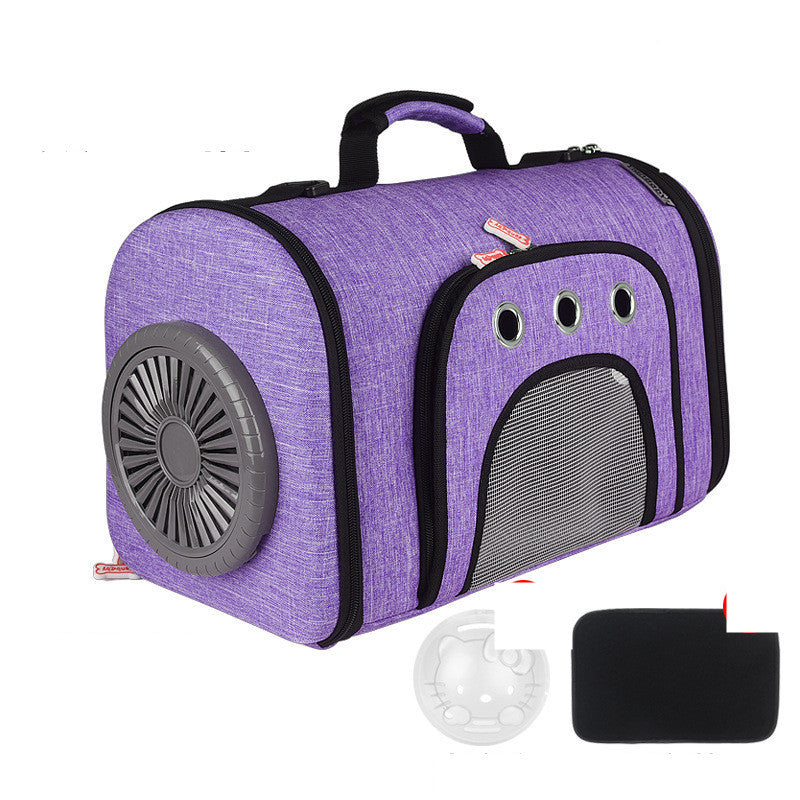 Pet Carrier Bag with Fan - Ventilated Space Cat Bag with Side Mesh
