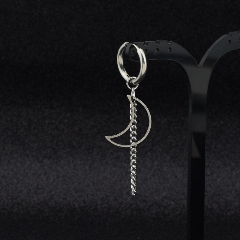 Moon Chain Earrings Earrings Men Without Pierced Spring Clips