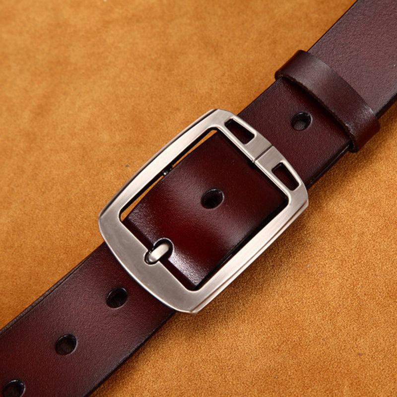 Men's Leather Cowskin Vintage Jean Belt Pin Buckle Wide - Rustic Heritage