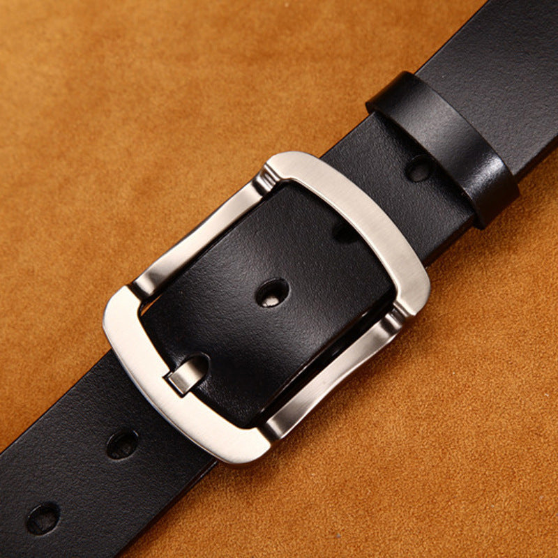 Men's Leather Cowskin Vintage Jean Belt Pin Buckle Wide - Rustic Heritage