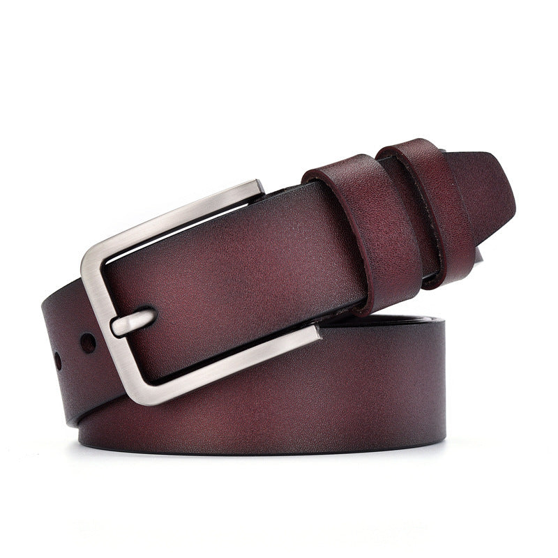 Men's Leather Cowskin Vintage Jean Belt Pin Buckle Wide - Rustic Heritage
