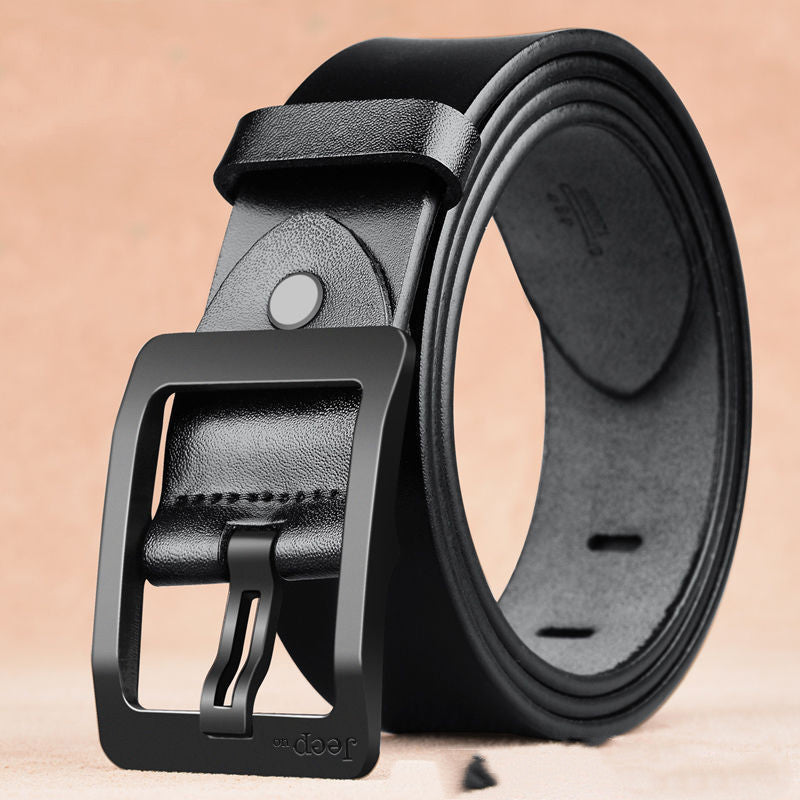 Deux couches de ceinture en peau de vache pour hommes avec ceinture à boucle aiguille