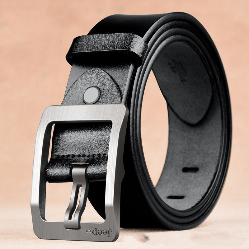 Deux couches de ceinture en peau de vache pour hommes avec ceinture à boucle aiguille