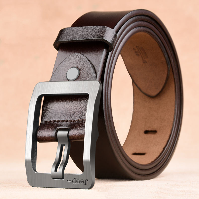Deux couches de ceinture en peau de vache pour hommes avec ceinture à boucle aiguille