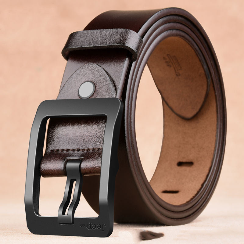 Deux couches de ceinture en peau de vache pour hommes avec ceinture à boucle aiguille