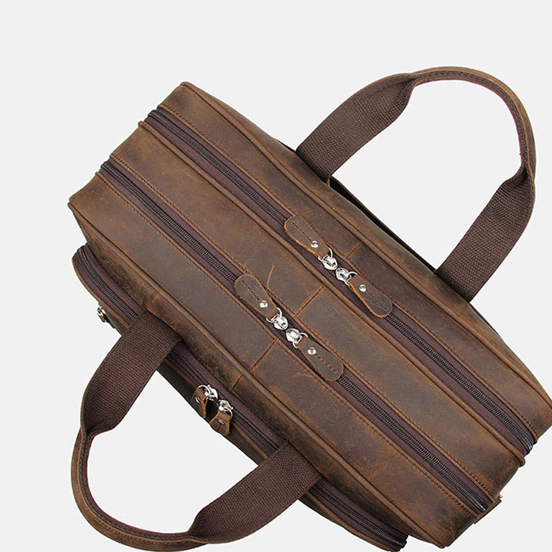 Mode hommes galna häst läder ordinateur portable väskan