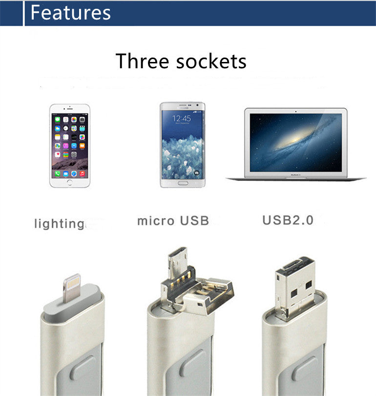Lämplig för Apple Android mobil dator OTG Tre-i-ett USB-minne