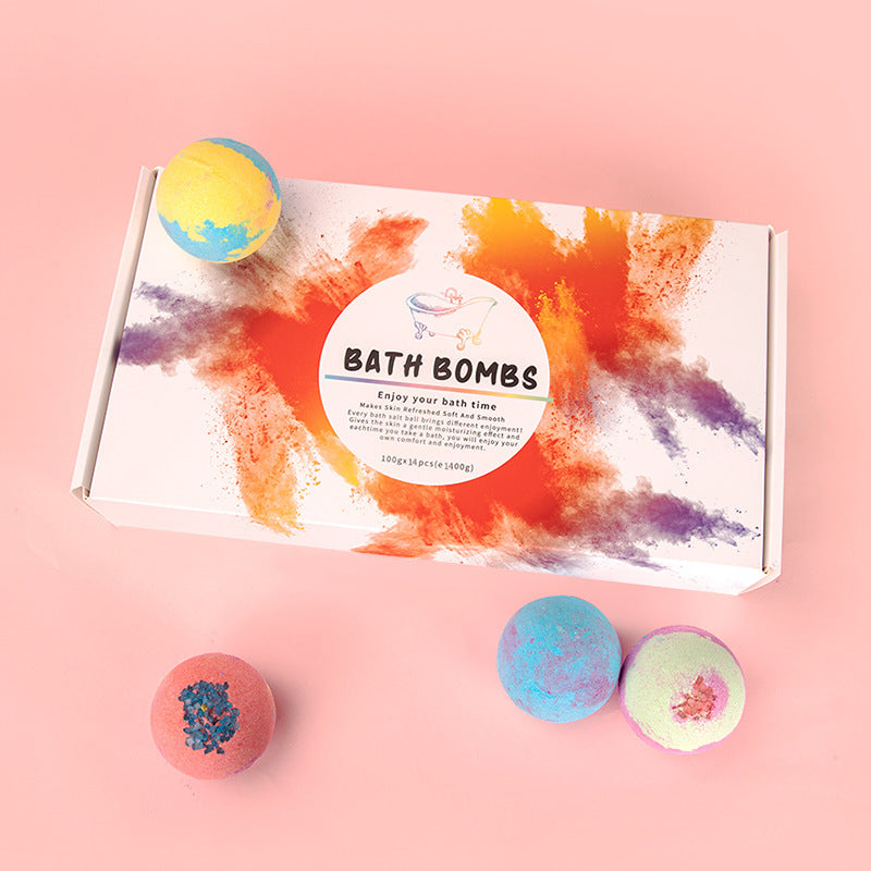 Bath Bombs Gift Set - 14 Piece Explosive Salt Ball Collection with Various Scents for Women