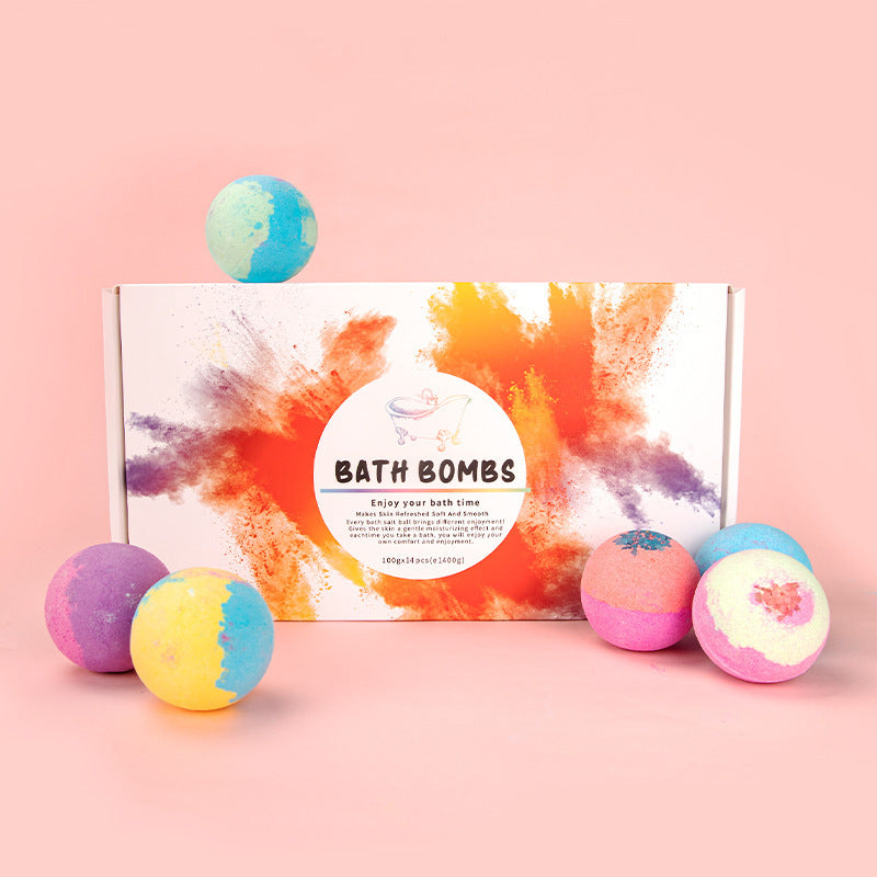 Bath Bombs Gift Set - 14 Piece Explosive Salt Ball Collection with Various Scents for Women