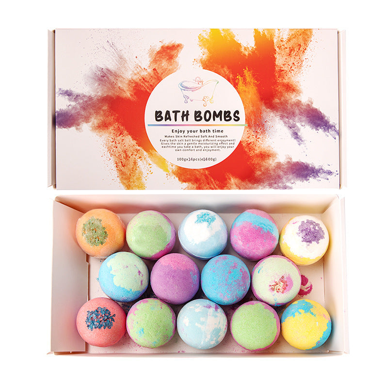 Bath Bombs Gift Set - 14 Piece Explosive Salt Ball Collection with Various Scents for Women