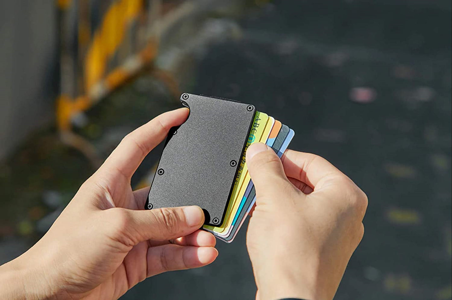 Hommes RFID bloquant mince pince à billets portefeuille ID porte-carte de crédit mince minimaliste