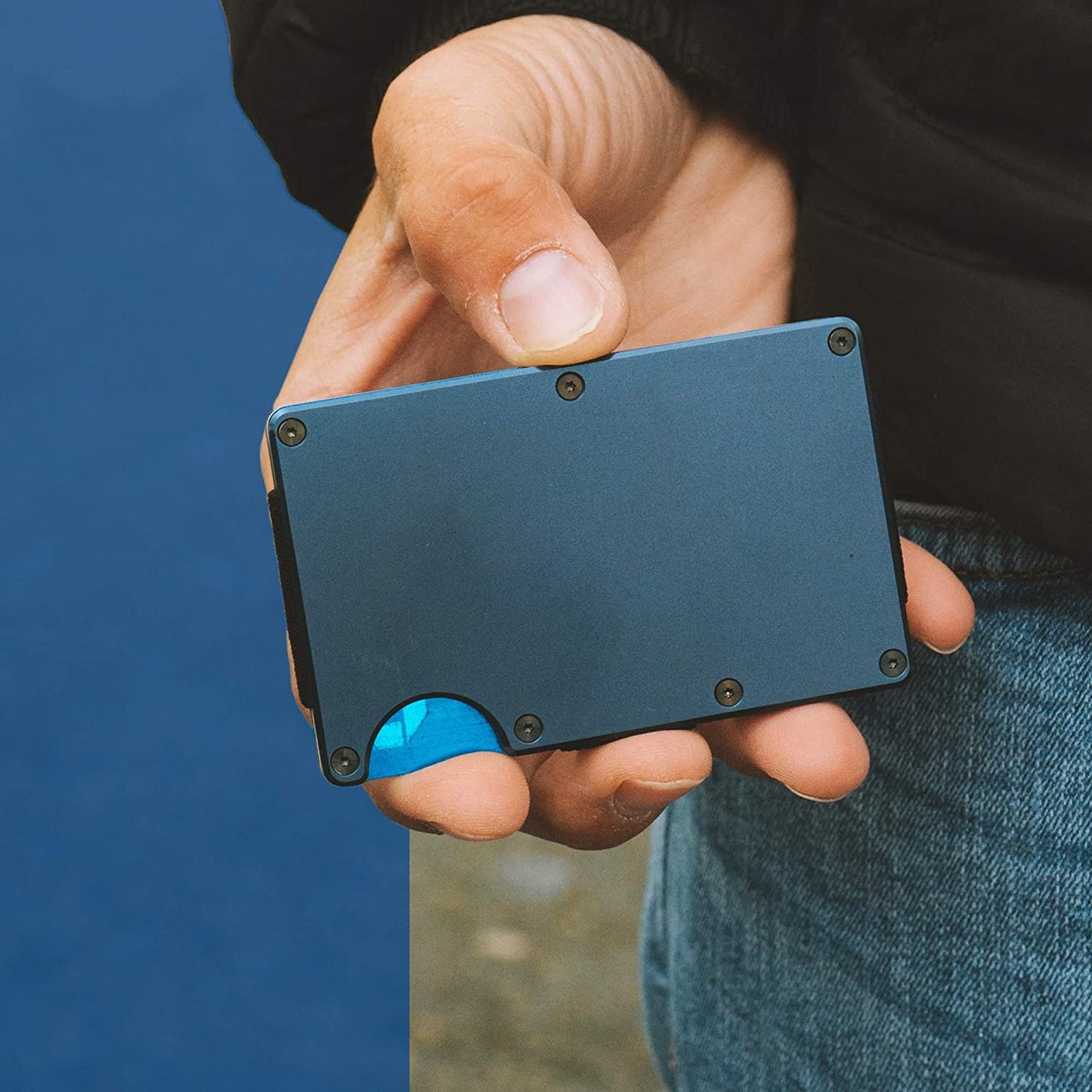 Hommes RFID bloquant mince pince à billets portefeuille ID porte-carte de crédit mince minimaliste