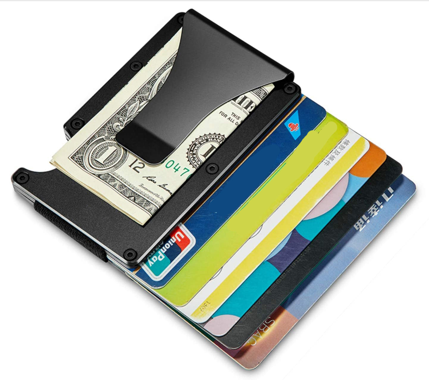 Hommes RFID bloquant mince pince à billets portefeuille ID porte-carte de crédit mince minimaliste