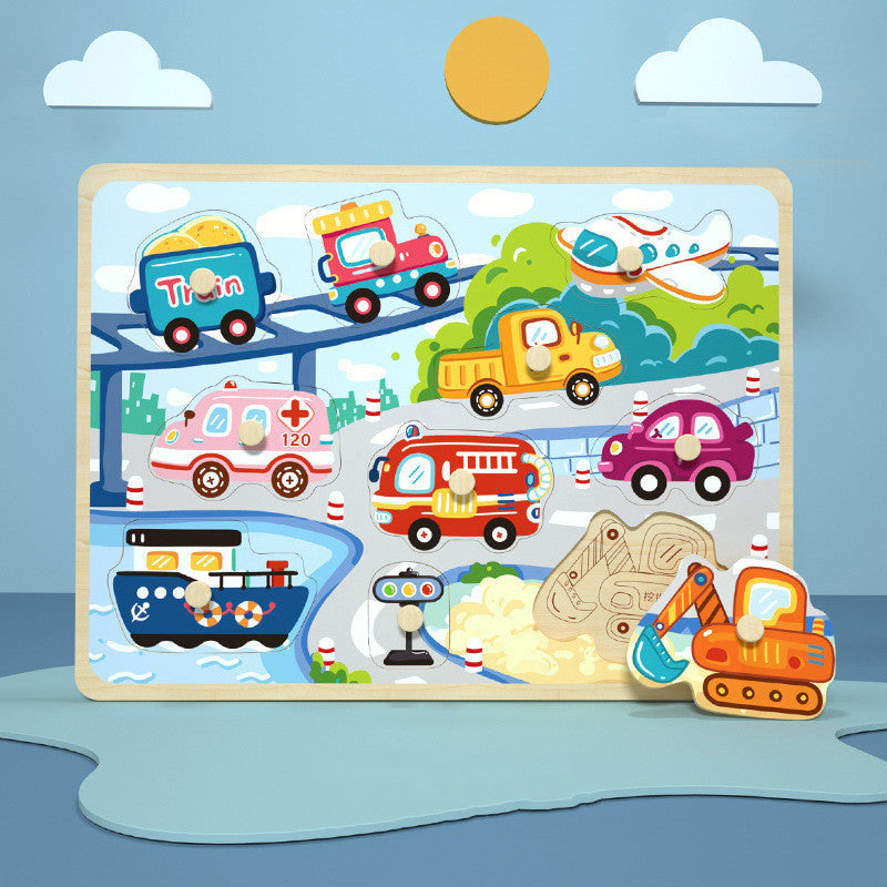 3D Puzzle Cartoon Animals Montessori Wood Puzzle Hand Grip Boards Tangram Puzzle Educational Game