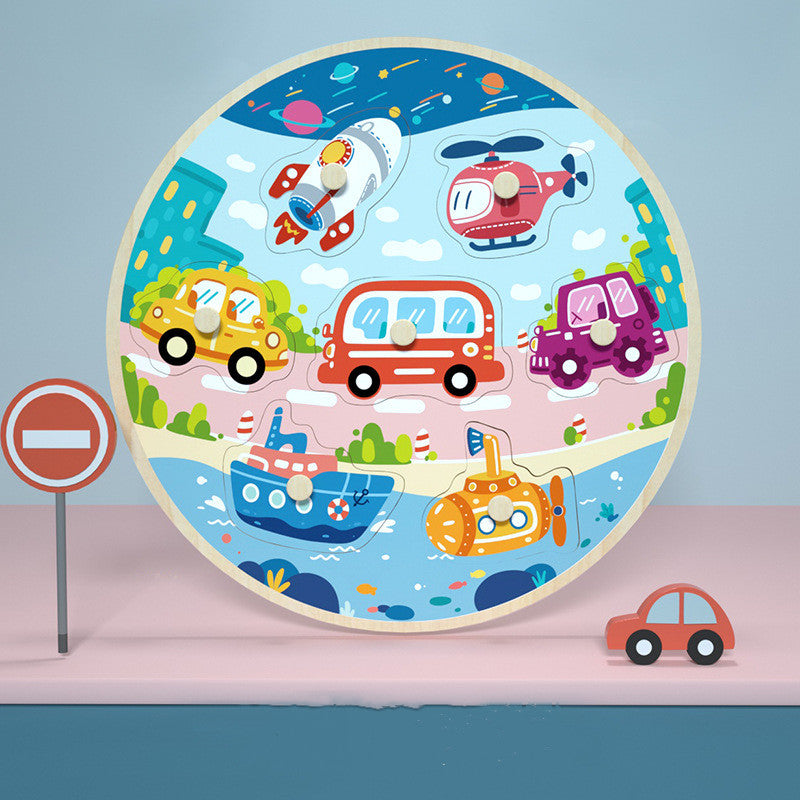 3D Puzzle Cartoon Animals Montessori Wood Puzzle Hand Grip Boards Tangram Puzzle Educational Game