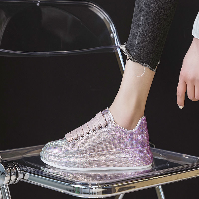 Skor Dam Sport White Shine med Rhinestone Skor