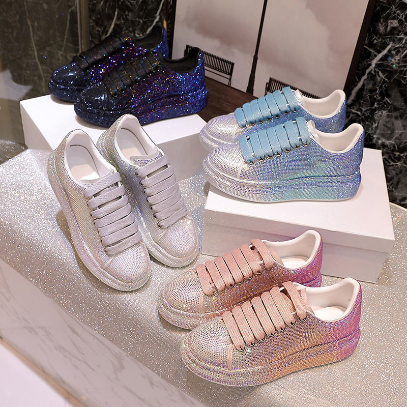 Skor Dam Sport White Shine med Rhinestone Skor