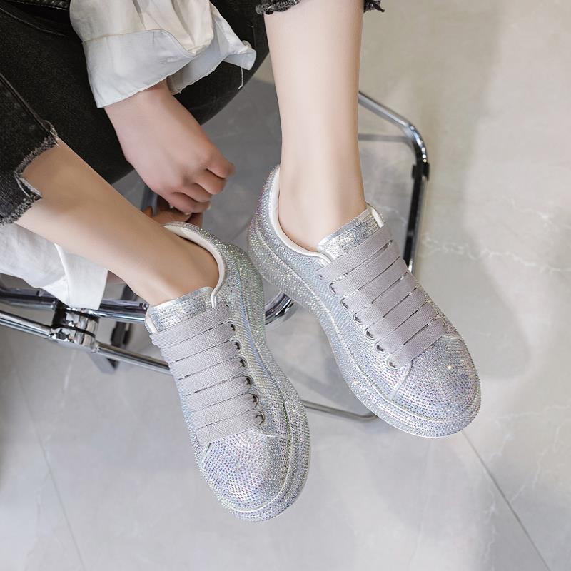Skor Dam Sport White Shine med Rhinestone Skor