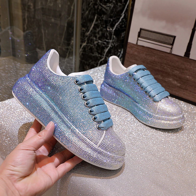 Skor Dam Sport White Shine med Rhinestone Skor