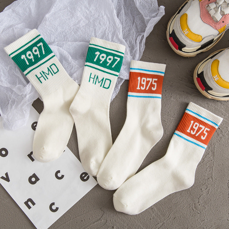 Women White Socks Cotton Tube Socks