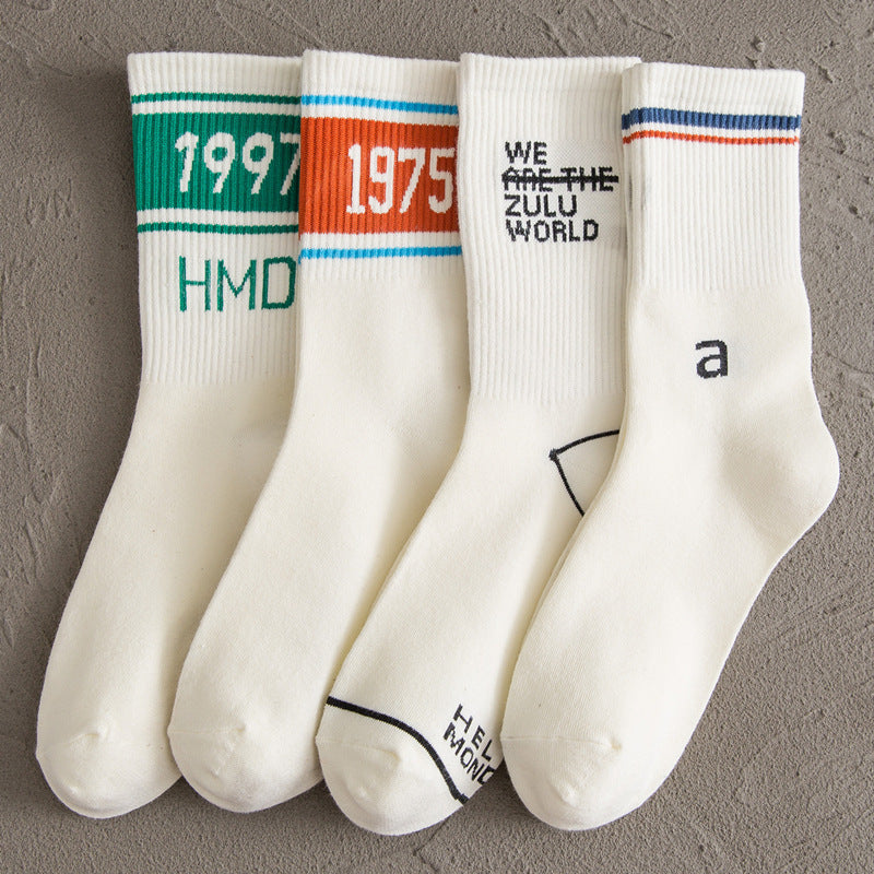 Women White Socks Cotton Tube Socks