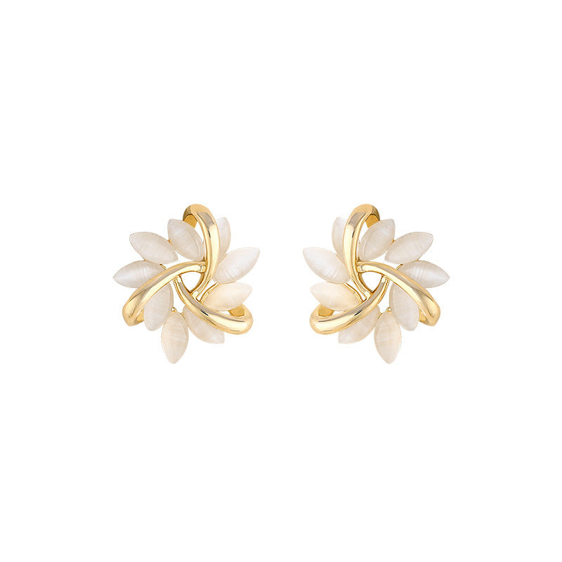 High Sense Opal Sun Flower Earrings