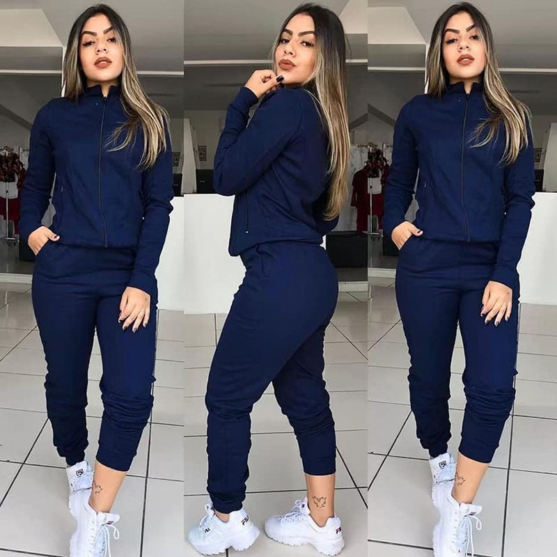 Costume pantalon à manches longues pour femmes, couleur unie, mouvement Twinset, vêtements de Fitness, costume décontracté, ensembles deux pièces